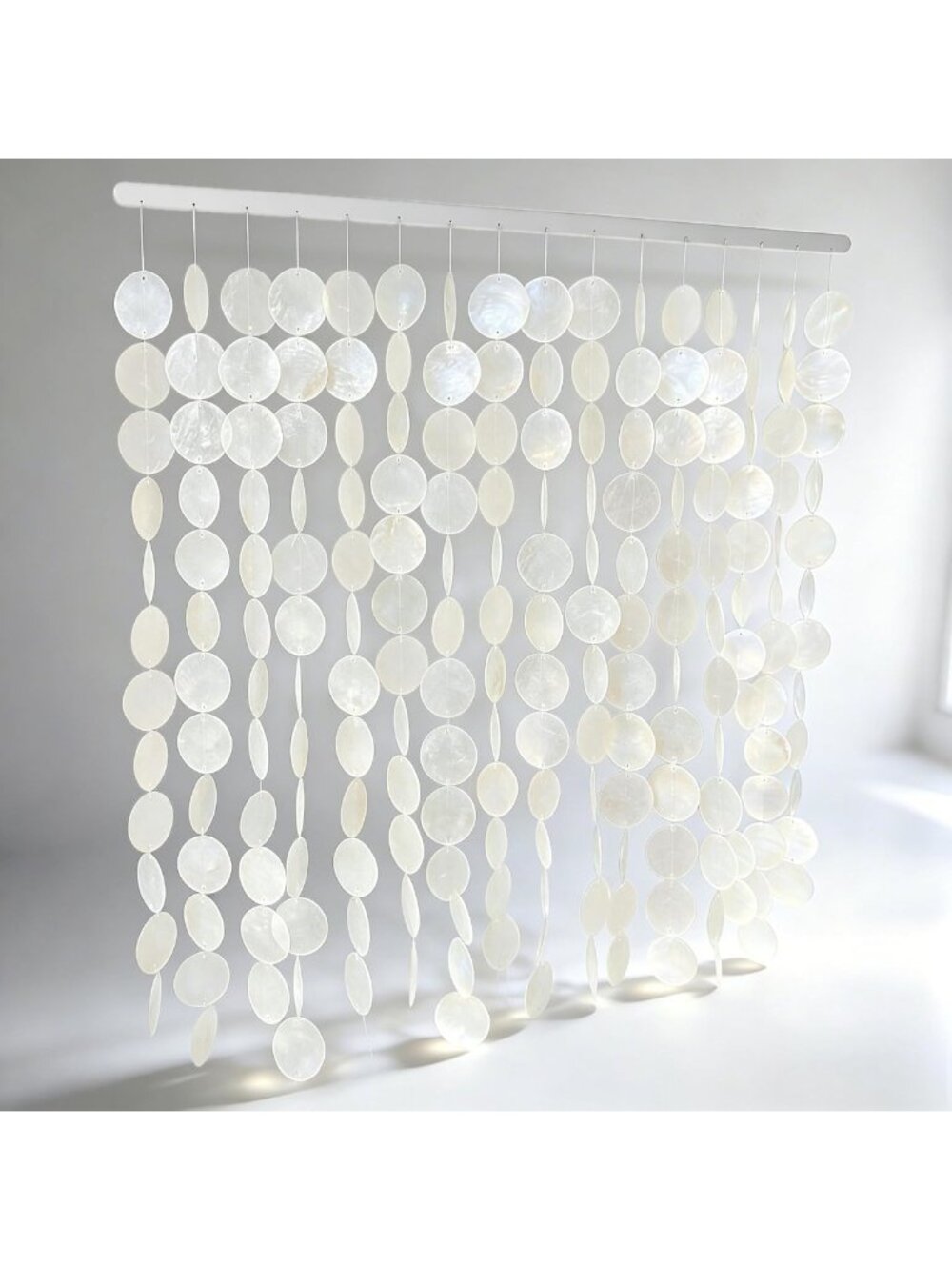 Large 24"x28" Handmade Capiz Shell Wall Art with Silver Rail - Coastal Home
